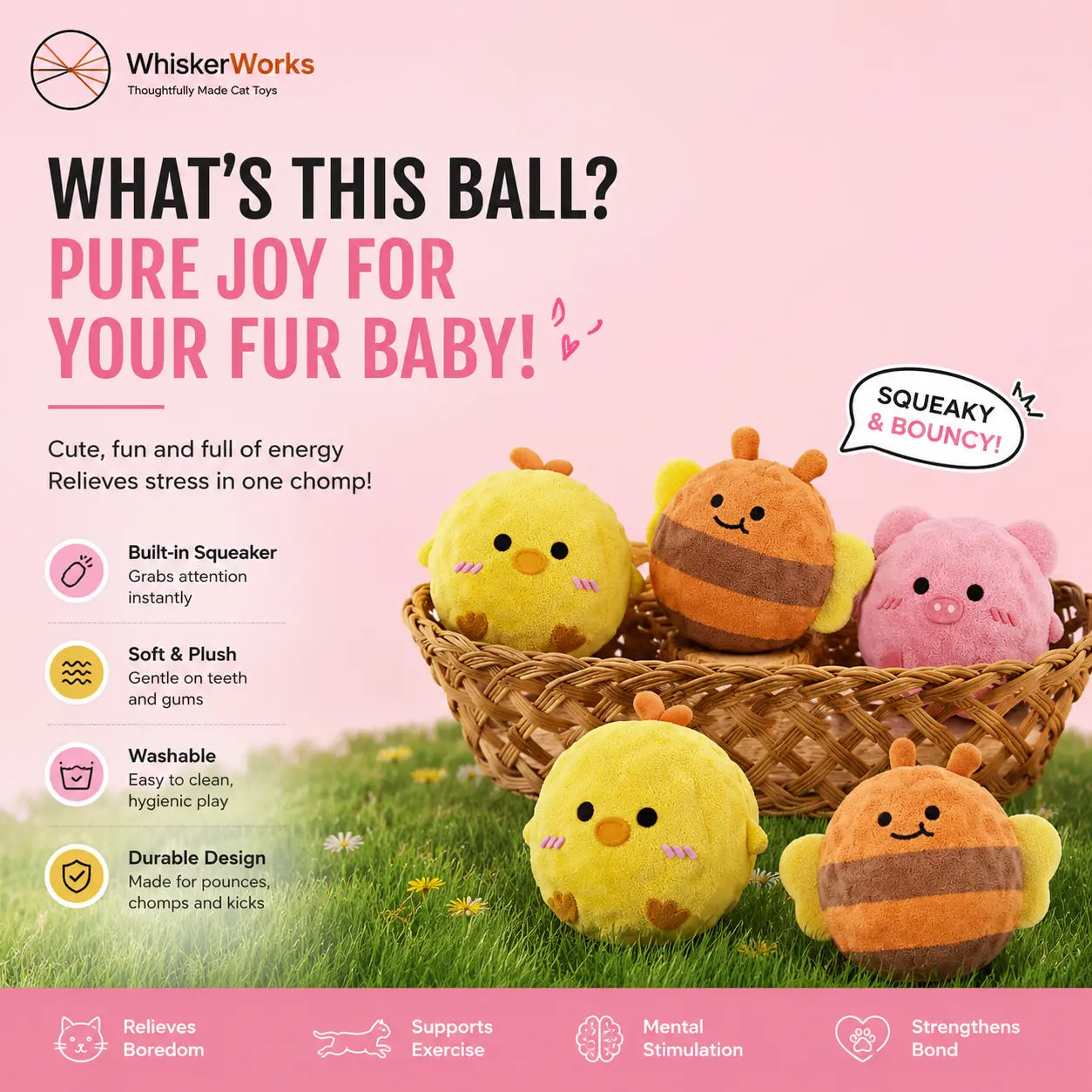 Squeaky Spiky Dog Chew Ball – Interactive Teeth Cleaning Toy for Boredom Relief