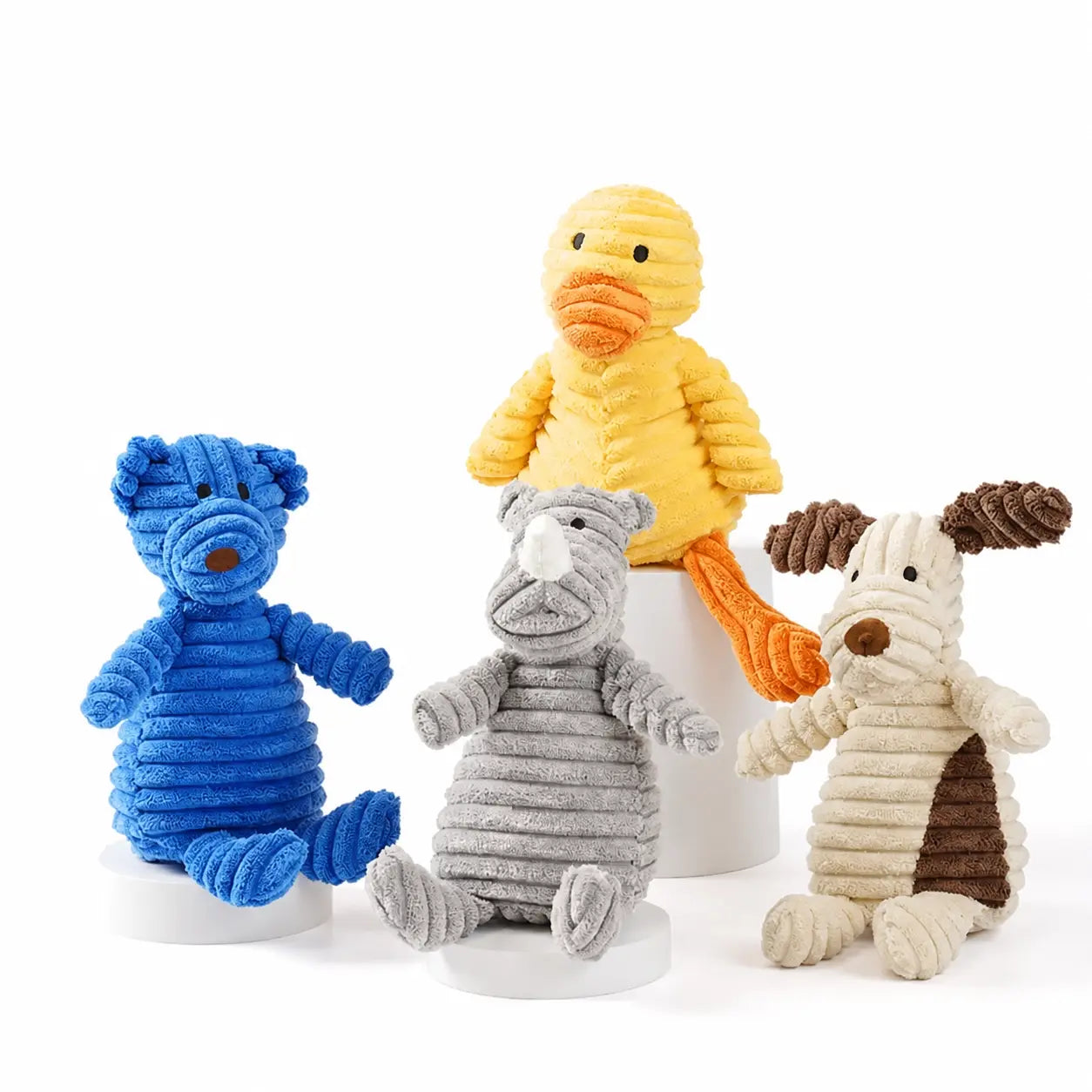 WhiskerWorks Pet Dental Chew Toy Bundle | Set of 4 Plush Animal Toys