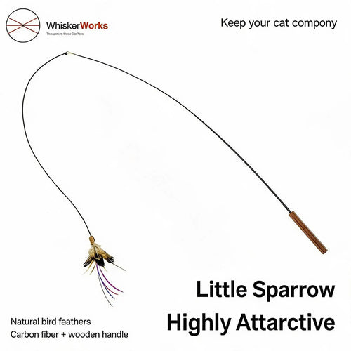WhiskerWorks FlutterWing – Retractable Feather Cat Teaser - NamedBy
